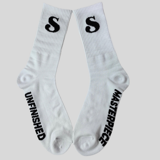 SAMPLE Crew Socks ( White/Black)