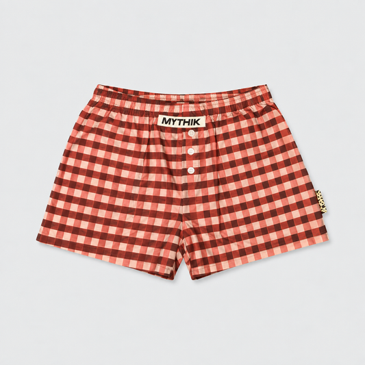 MYTHIK | PLAID SWIM SHORTS