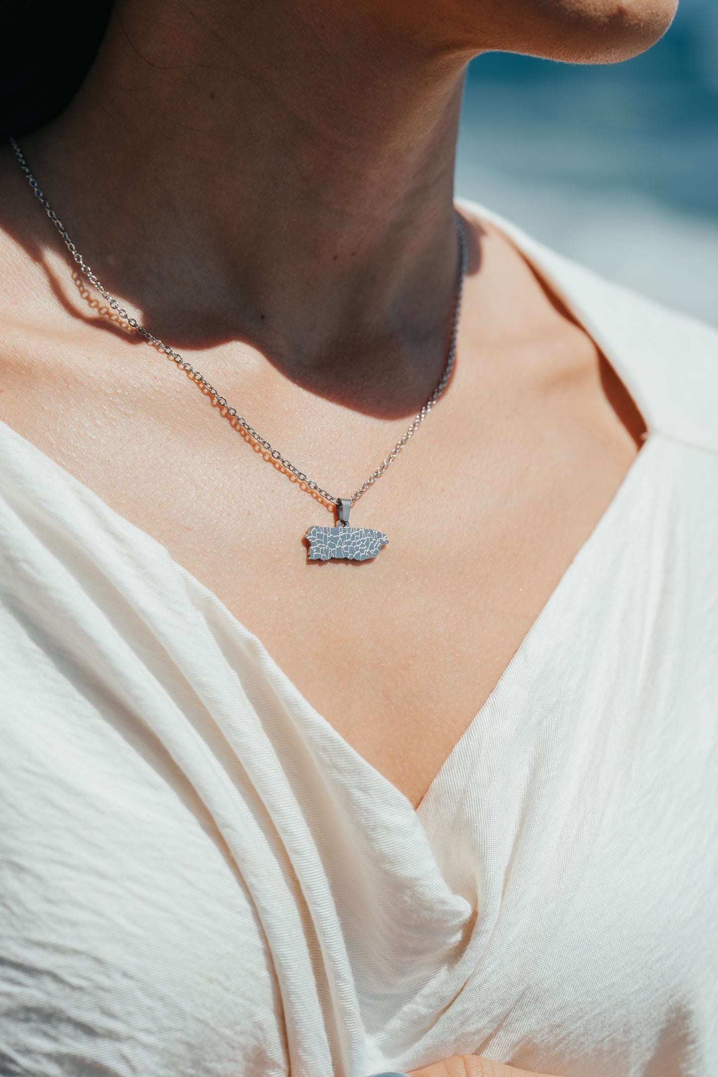 SAMPLE | SILVER MAPA CON PUEBLOS NECKLACE