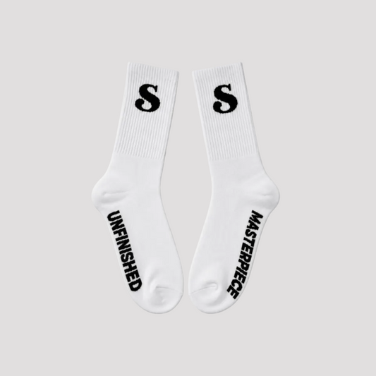 SAMPLE | CREW SOCKS (WHITE/BLACK)