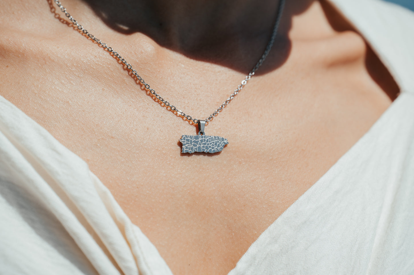 SAMPLE | SILVER MAPA CON PUEBLOS NECKLACE